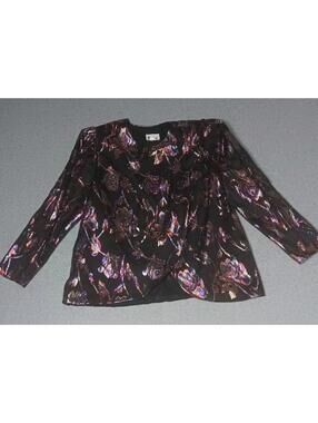 Vintage Patra Long Sleeve Textured Woven Wrap Blouse Womens Size 18...